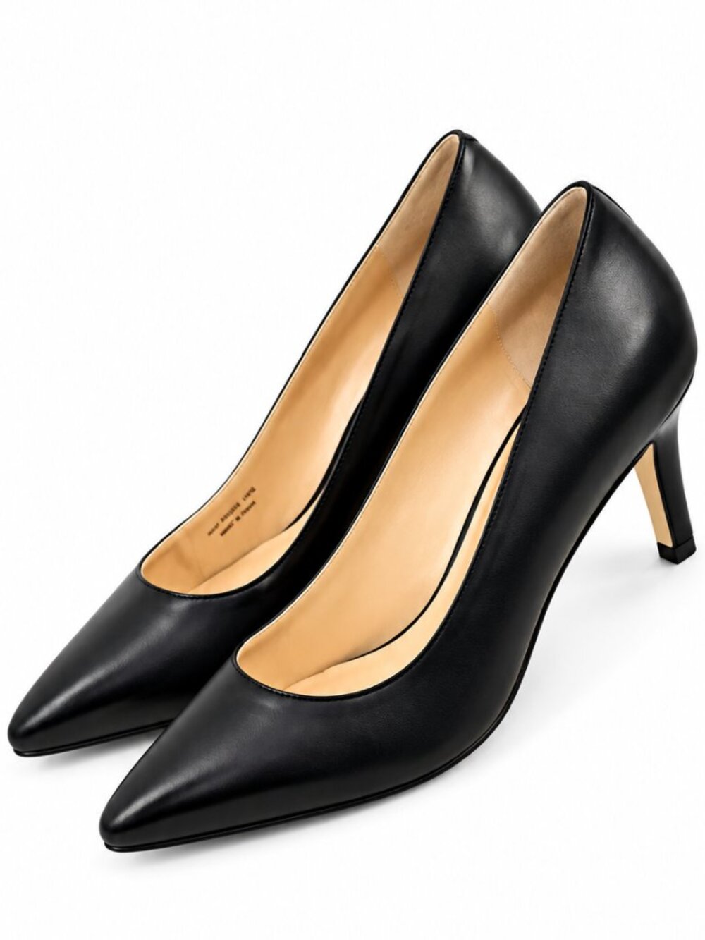 COLE HAAN Grand OS Classic Black Leather Mid-Heel Pumps Size 10.5